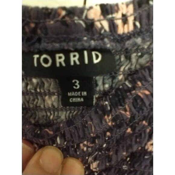 Torrid Challis Medallion Off-Shoulder Floral Smocked Skater Dress - Size 3 (3X) - Picture 6 of 10